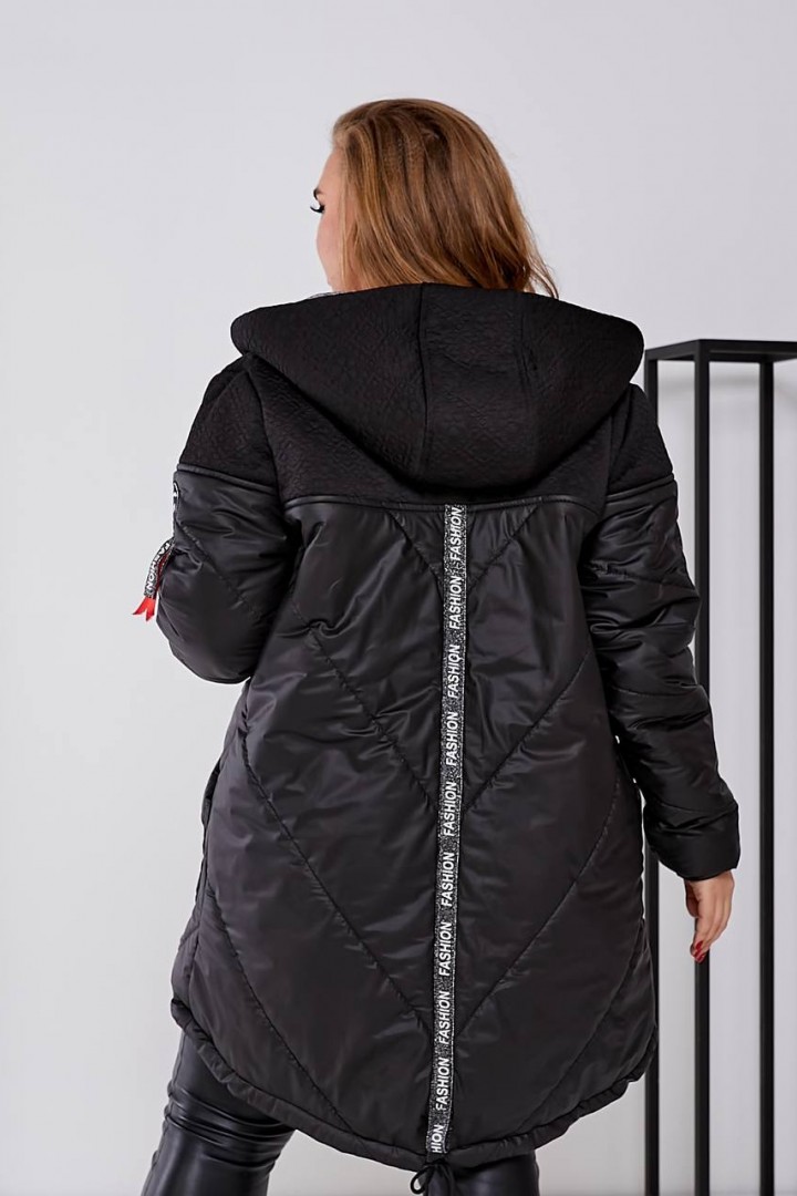 Куртка женская черная с капюшоном AS-557A800