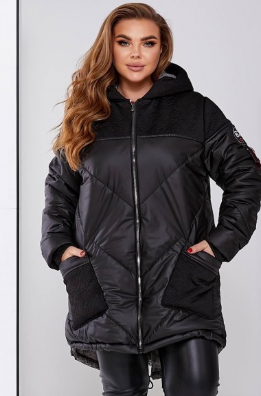 Куртка женская черная с капюшоном AS-557A800