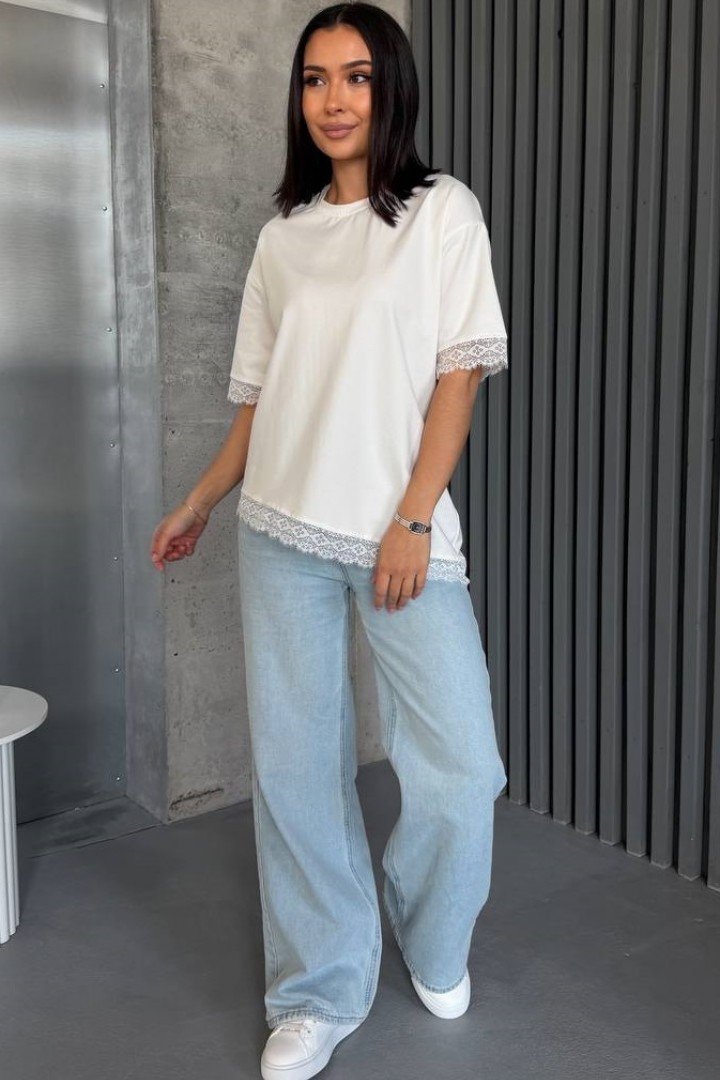 Футболка с кружевом AVB-136A420