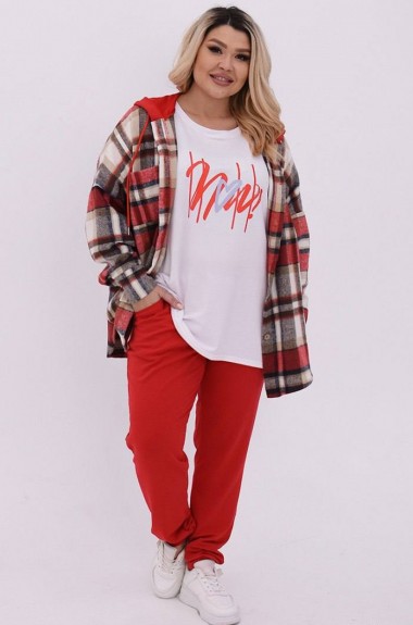 Спортивный костюм с рубашкой в клетку VIA-202A35 Спортивный костюм с рубашкой в клетку VIA-202A35