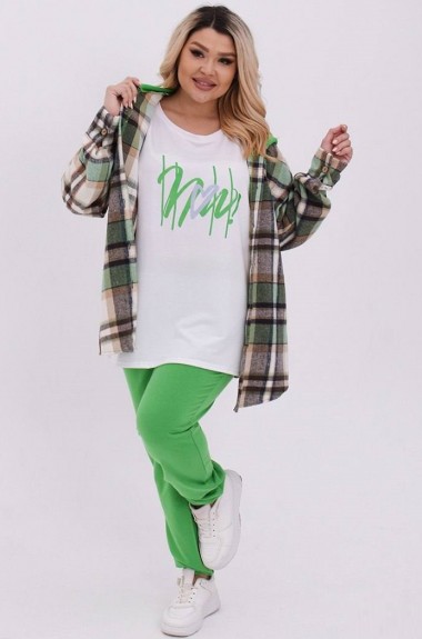 Спортивный костюм с рубашкой в клетку VIA-202A35