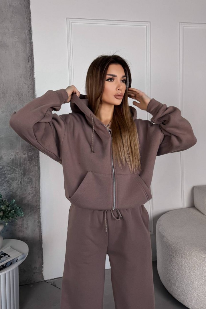 Теплый спортивный костюм женский на флисе VM-10523A550