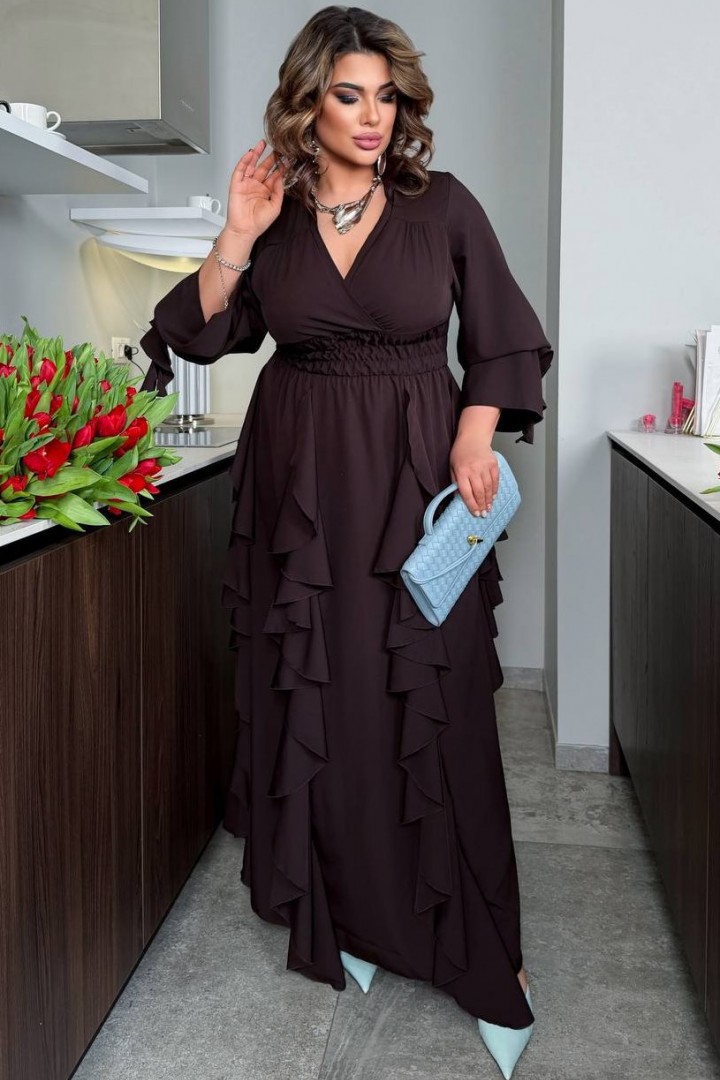 Платье с вертикальными воланами YM-7147.2A24