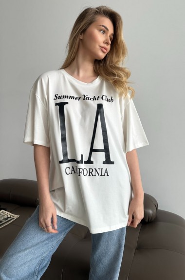 Футболка женская оверсайз с принтом  JAV-704A300 Футболка женская оверсайз с принтом  JAV-704A300