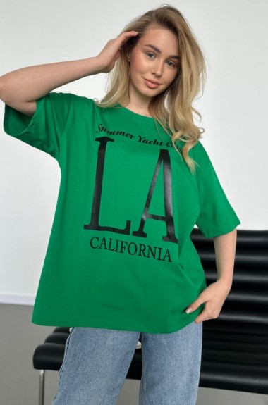 Футболка женская оверсайз с принтом  JAV-704A300 Футболка женская оверсайз с принтом  JAV-704A300