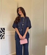 Брючный льняной костюм LOU-1532A750