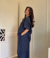 Брючный льняной костюм LOU-1532A750