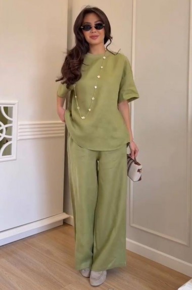 Брючный льняной костюм LOU-1532A750 Брючный льняной костюм LOU-1532A750