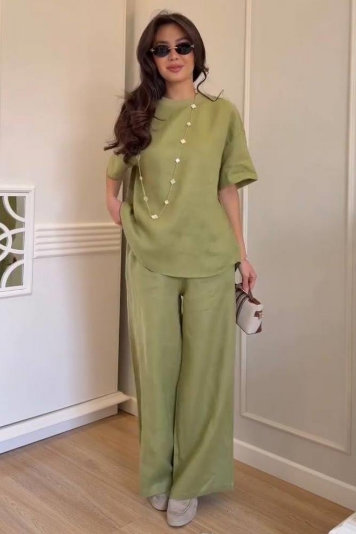 Брючный льняной костюм LOU-1532A750