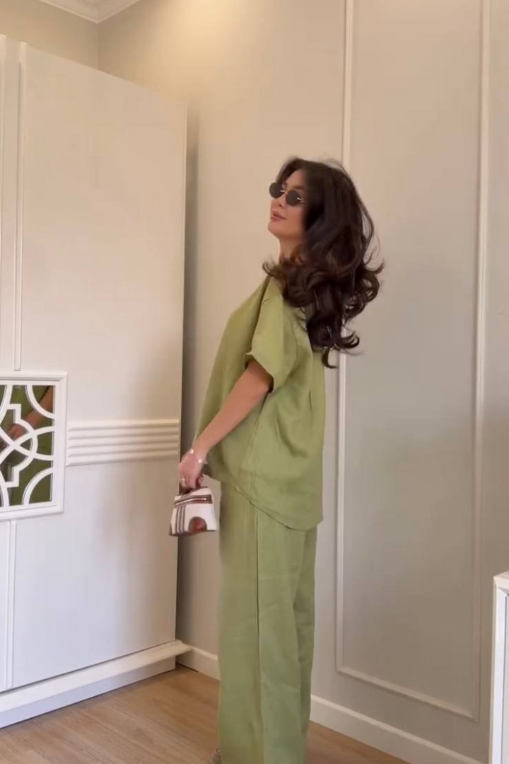 Брючный льняной костюм LOU-1532A750