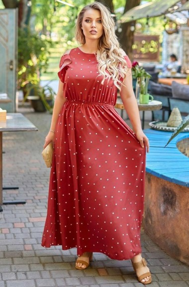 Длинное платье в горошек DG-d41636A350