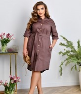 Льняное платье на пуговицах NF-3656A650