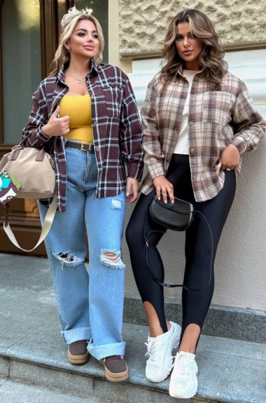 Рубашка клетчатая женская CUR-1013A480 Рубашка клетчатая женская CUR-1013A480