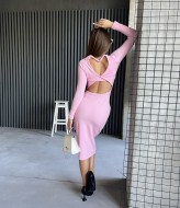 Платье с открытой спиной и длинными рукавами LIB-8835A350