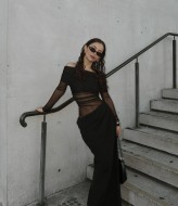 Макси-платье с открытыми плечами LK-359A550