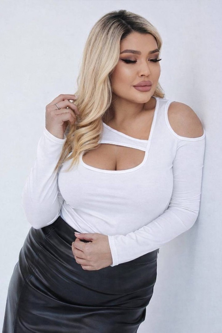 Жіночий лонгслів з відкритим плечем INS-498A450