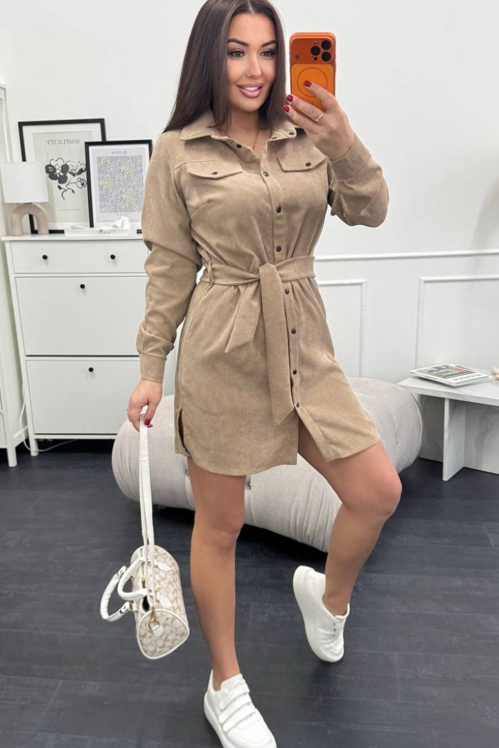 Вельветова сукня з поясом XOF-7011A470