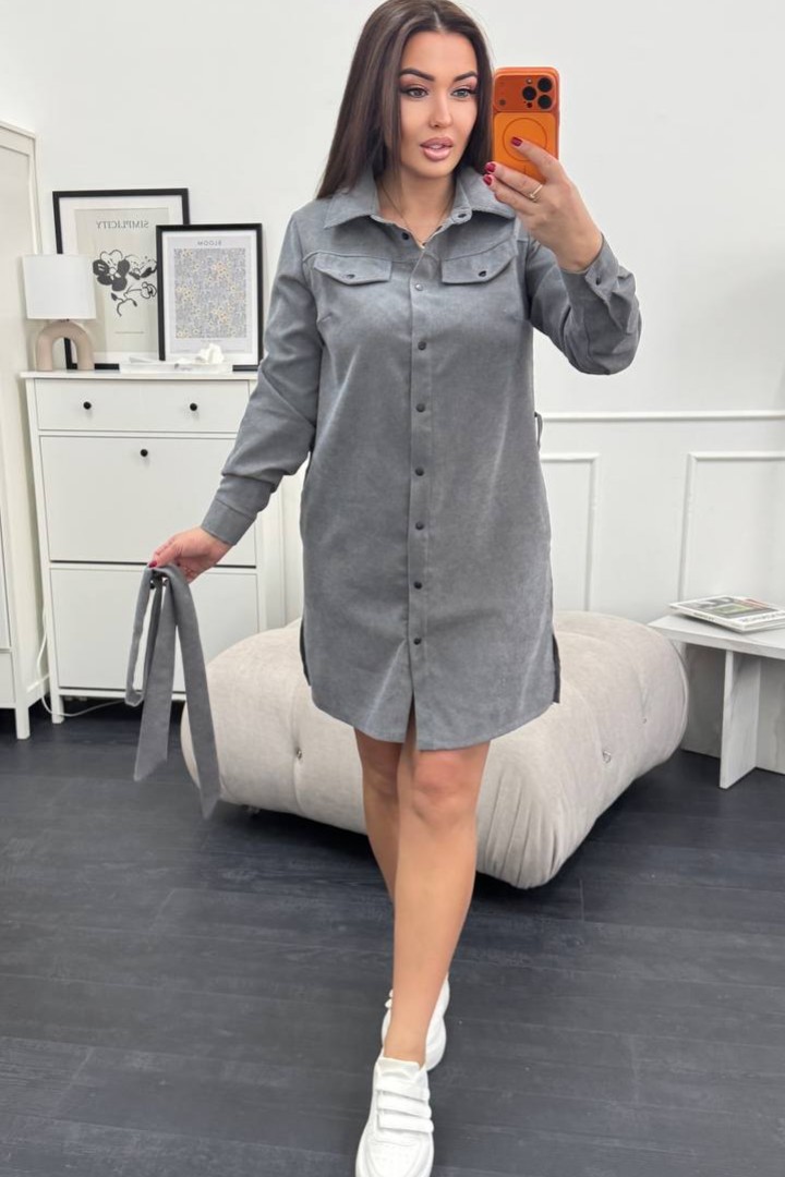 Вельветова сукня з поясом XOF-7011A470