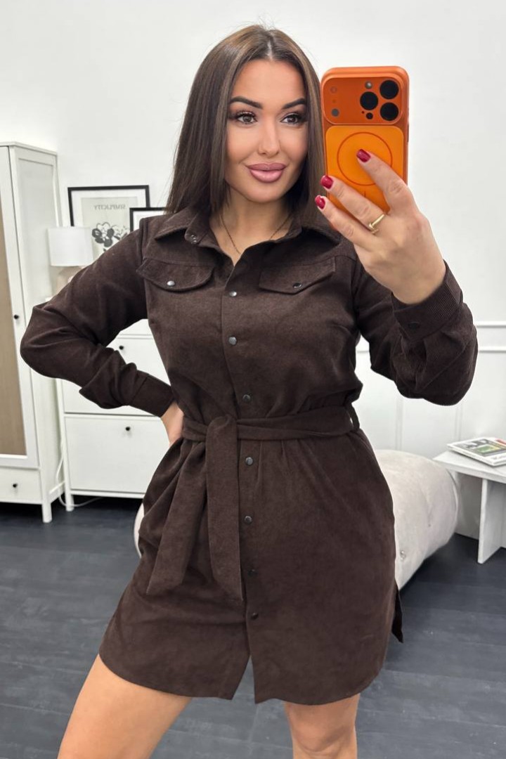 Вельветова сукня з поясом XOF-7011A470