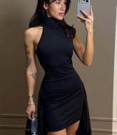 Обтягивающее платье по бокам со шлейфами MUS-144A420