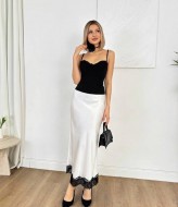 Шелковая юбка с кружевом ELZ-407A350