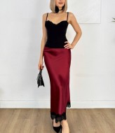 Шелковая юбка с кружевом ELZ-407A350