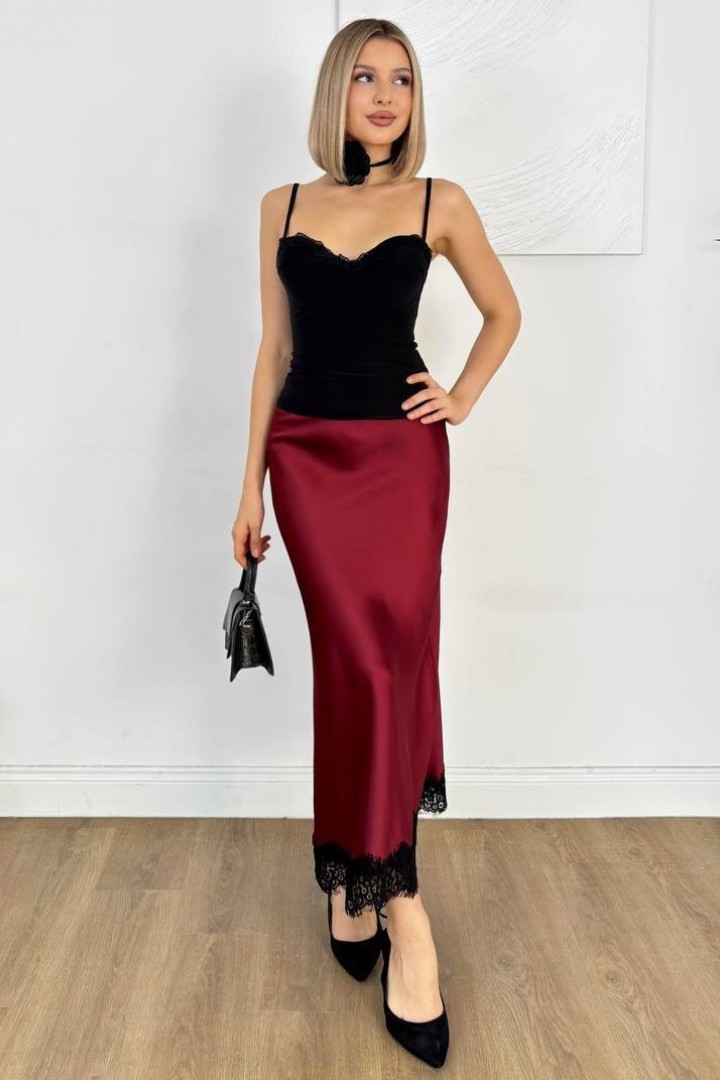 Шелковая юбка с кружевом ELZ-407A350