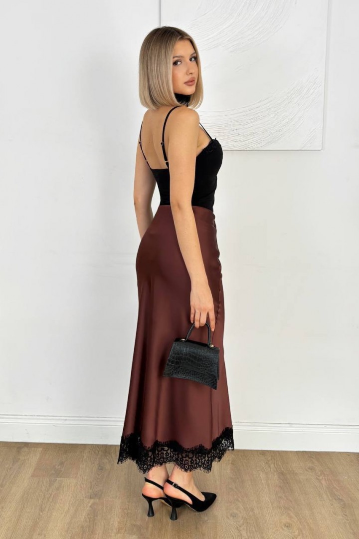 Шелковая юбка с кружевом ELZ-407A350