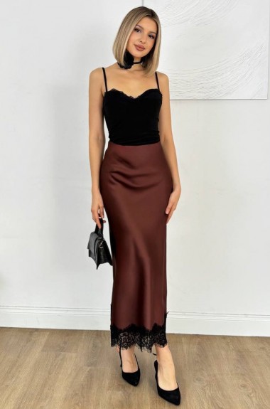 Шелковая юбка с кружевом ELZ-407A350