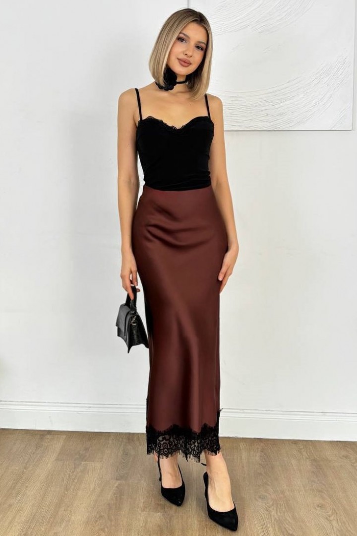 Шелковая юбка с кружевом ELZ-407A350