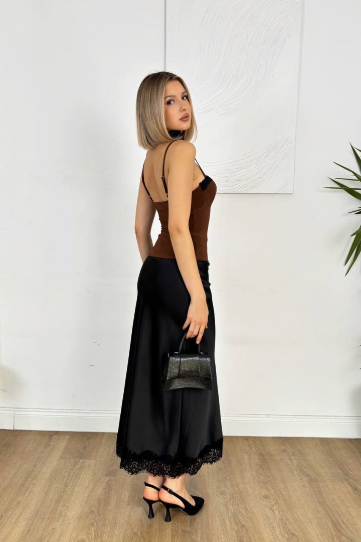 Шелковая юбка с кружевом ELZ-407A350