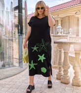 Длинное черное летнее платье VOJ-946A600