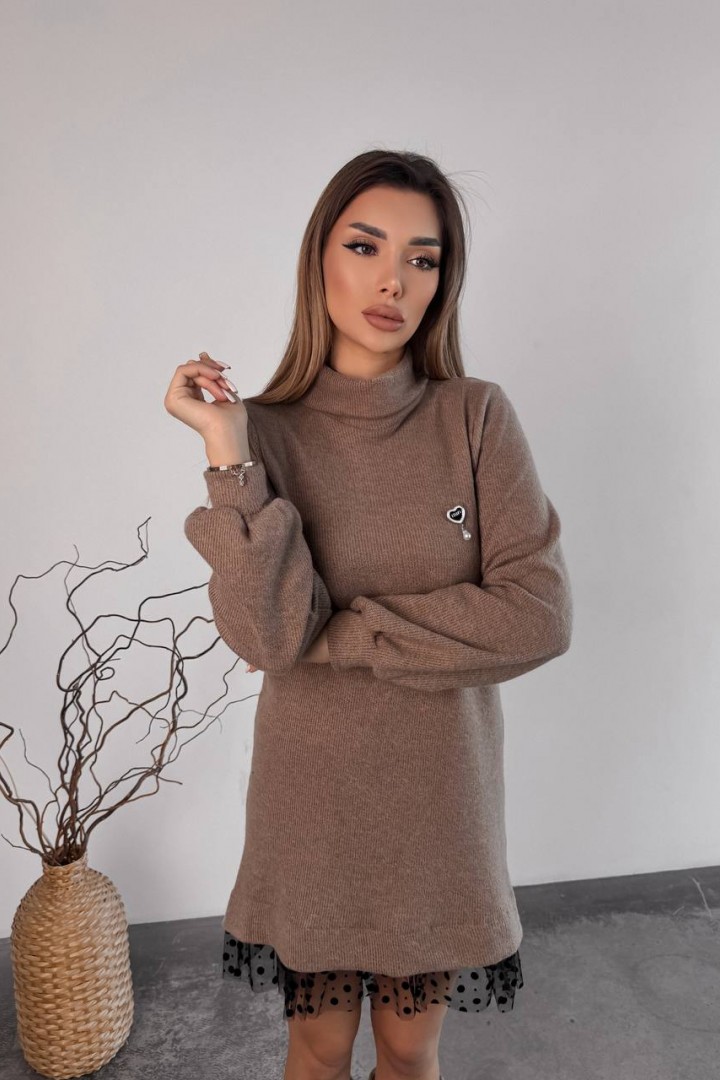 Ангоровое платье с фатином TS-466A450