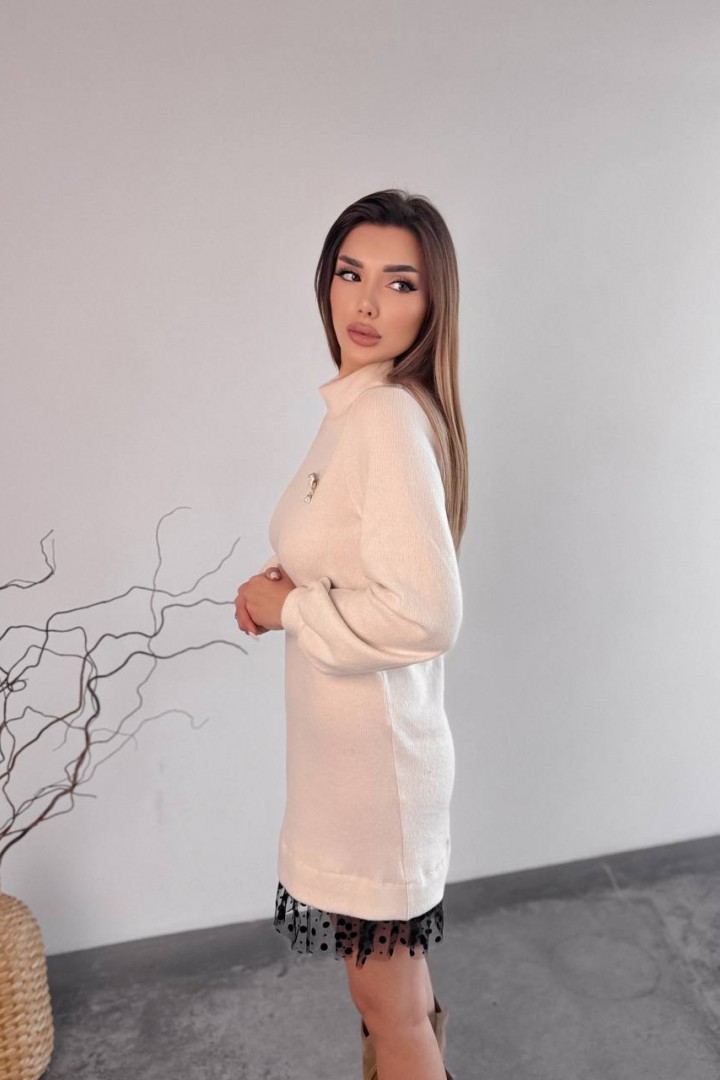 Ангоровое платье с фатином TS-466A450