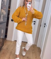 Женский свитер с ажурными рукавами IND-5076A580