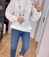 Женский свитер с ажурными рукавами IND-5076A580