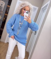 Женский свитер с ажурными рукавами IND-5076A580