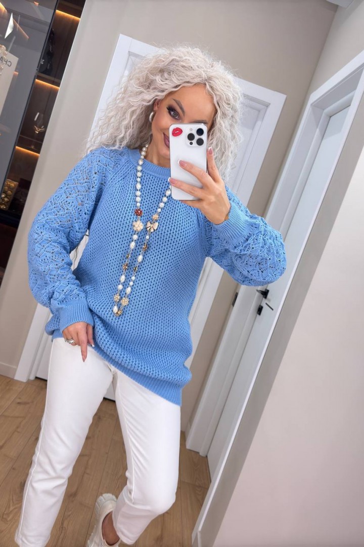 Женский свитер с ажурными рукавами IND-5076A580