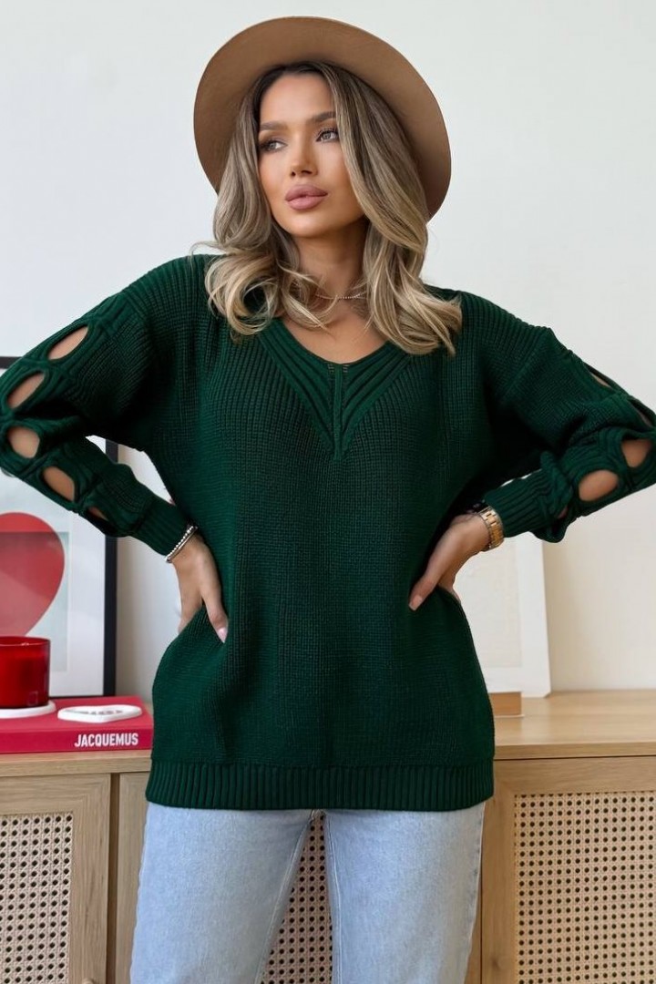 Свитер с разрезами на рукавах IND-5079A530