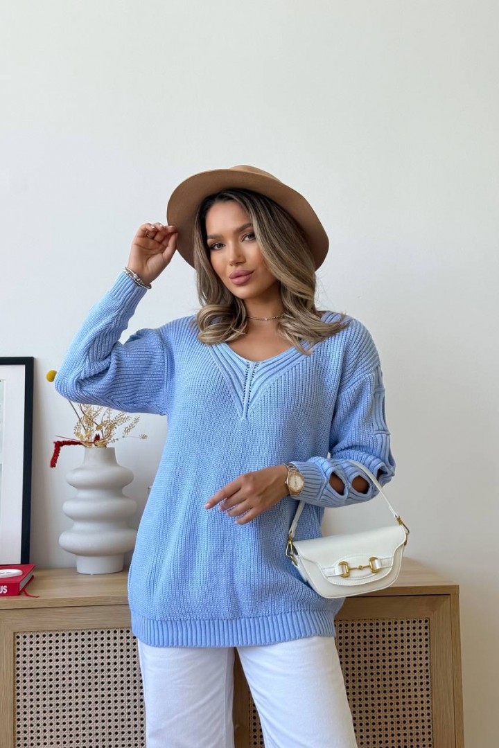 Свитер с разрезами на рукавах IND-5079A530