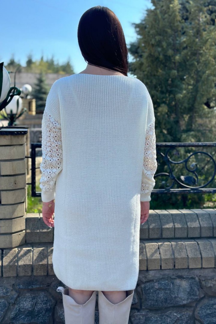 Вязаное платье с ажурными рукавами IND-5082A590