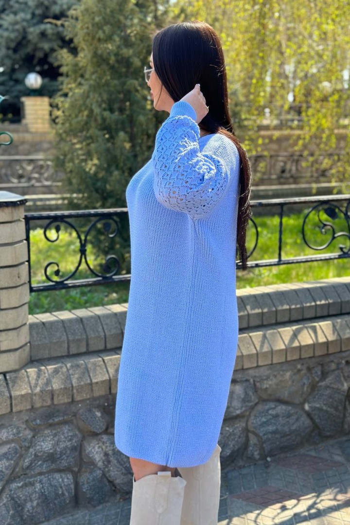 Вязаное платье с ажурными рукавами IND-5082A590