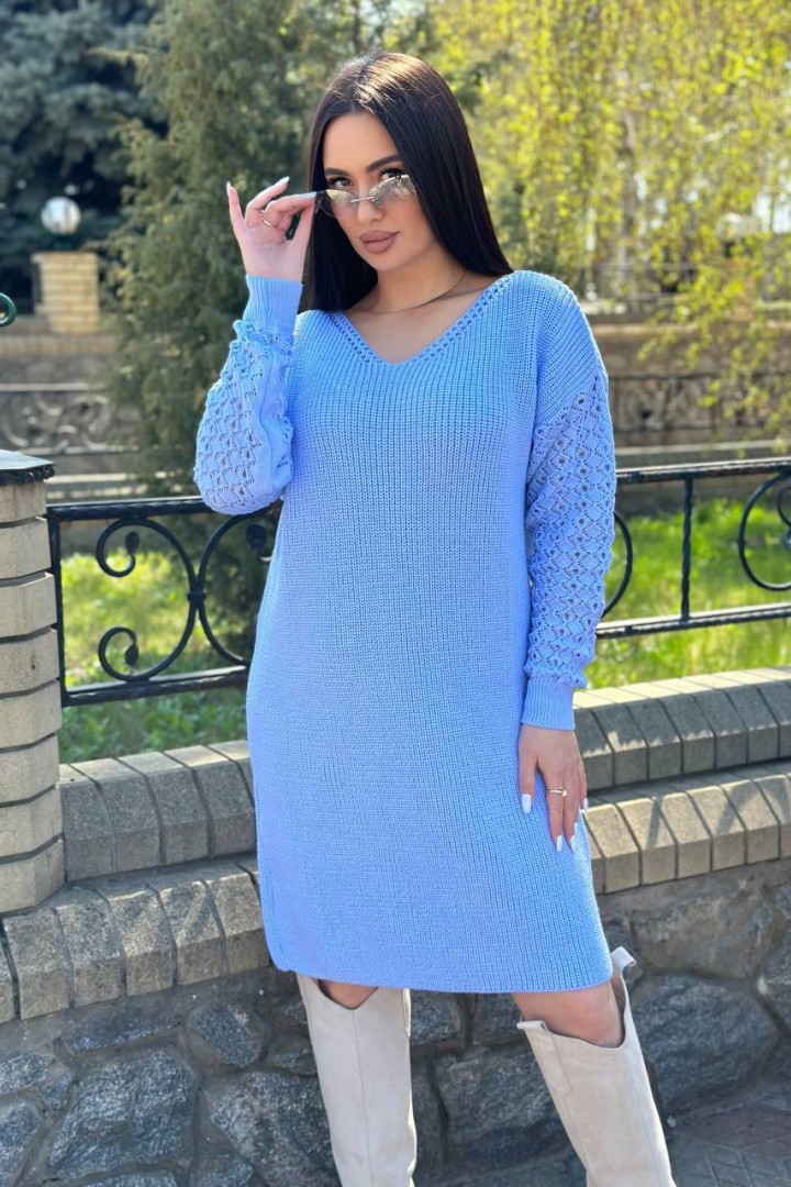 Вязаное платье с ажурными рукавами IND-5082A590
