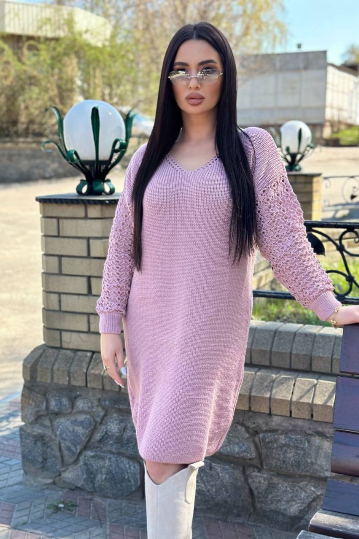 Вязаное платье с ажурными рукавами IND-5082A590
