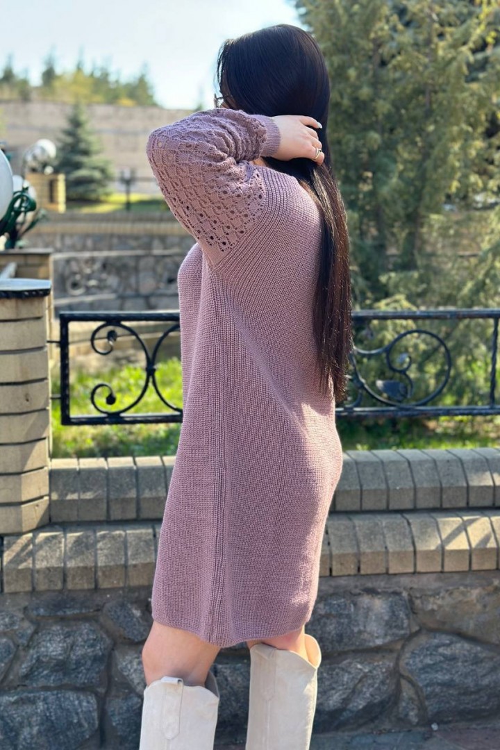 Вязаное платье с ажурными рукавами IND-5082A590