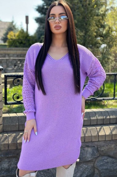 Вязаное платье с ажурными рукавами IND-5082A590
