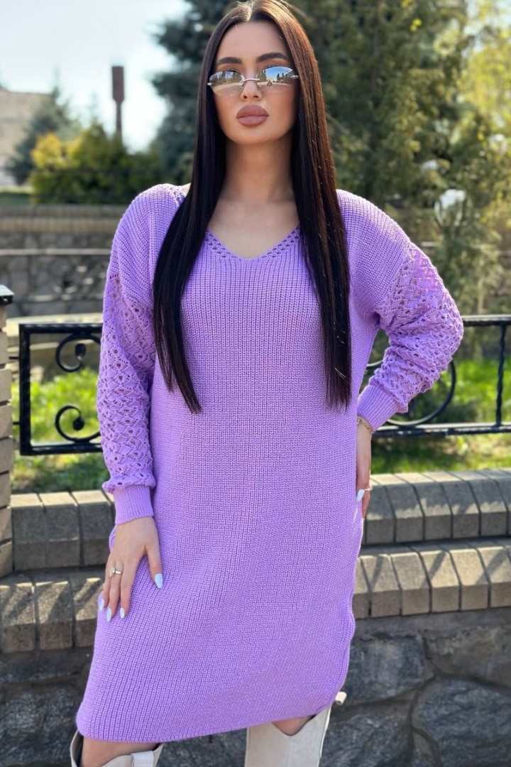 Вязаное платье с ажурными рукавами IND-5082A590