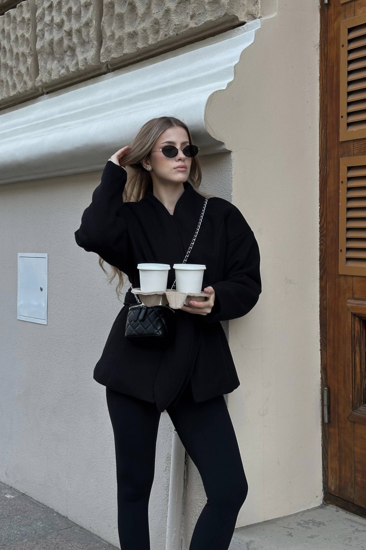 Приталенное полупальто с поясом NK-9192A900