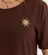 Стильное платье с косой талией и украшением RIL-0527A12