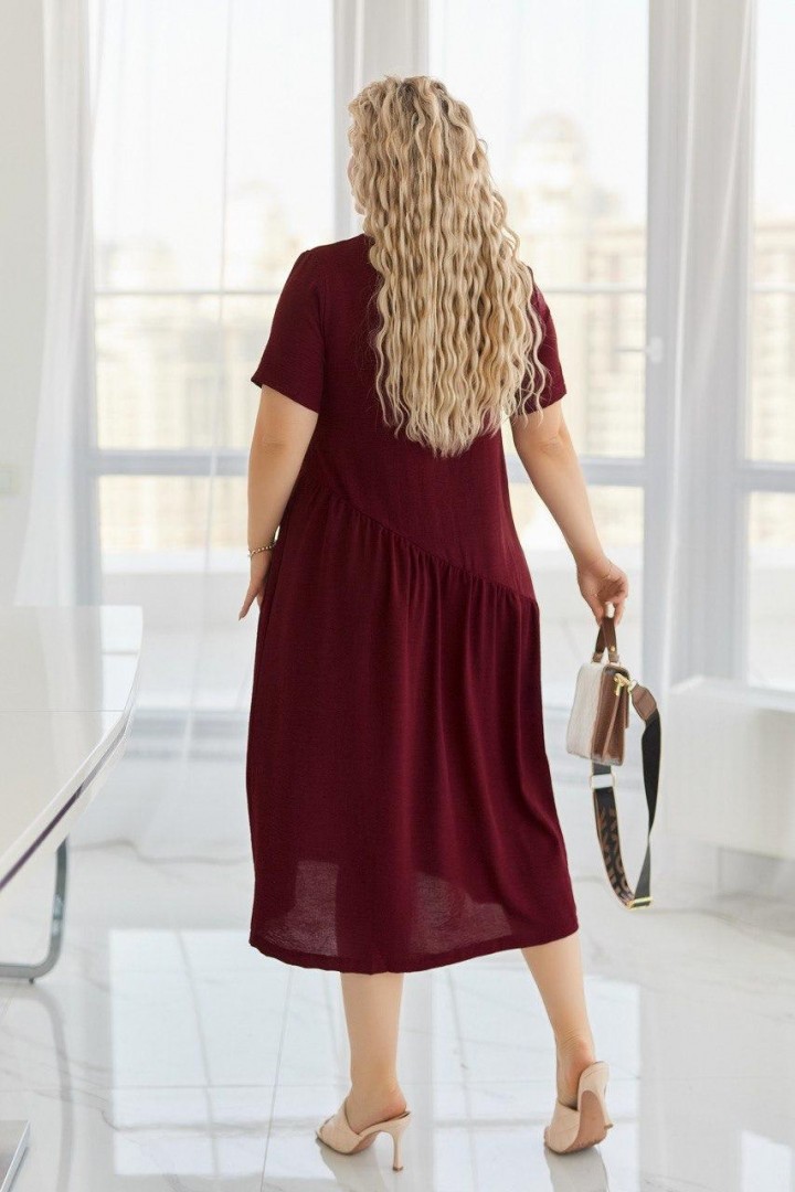 Стильное платье с косой талией и украшением RIL-0527A12